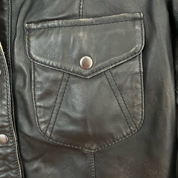 One Teaspoon Womens 100% Sheep Leather Western Snap Front Shirt XS Rodeo New - Picture 5 of 15